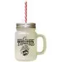 Black Our Theater Frosted Glass Mason Jar With Straw Black Our Theater Frosted Glass Mason Jar With Straw