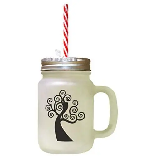 Bocal en verre glacé #1 Black Tree Avec Paille