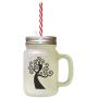 Black Tree #1 Frosted Glass Mason Jar With Straw