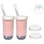 Jarming Collections Boba Cup Reusable Smoothie Cup and Straws 2 Extra Wide Glass Boba Straws (10