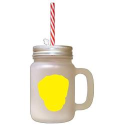 Yellow Black Tan Virginia Foxhound Silhouette Frosted Glass Mason Jar With Straw