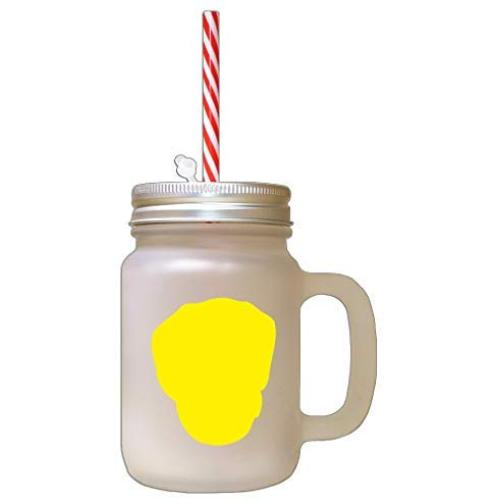 Yellow Black Tan Virginia Foxhound Silhouette Frosted Glass Mason Jar With Straw