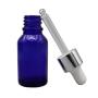 3PCS 15ml/0.5oz Empty Refillable Blue Glass Essential Oil Dropper Bottles With Glass Pipette White Rubber Head Cosmetic Container Jar Pot Holder for Aromatherapy Oils Elite Fluid