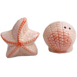 Sea Ocean Style Starfish Seashell Ceramic Sugar Shaker Set - Salt Pepper Dispenser Coffee Spice Shaker Storage Jar Seasoning Pot - Home Kitchen Accessories, Wedding Decoration Gift