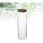 UPKOCH 1700ML Candy Jar Transparent Glass Wooden Lid High Borosilicate Storage Tank Portable Food Grain Container (9x30.5cm)