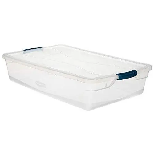 Rubbermaid Cleverstore Klarsicht 41 QT Pack mit 6 Stapelbaren Kunststoffbehältern mit Robustverschlüssen und Klarsichtdeckeln