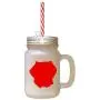 Rote kleine griechische Domestic Dog Silhouette aus Frostglas-Mason Jar mit Strohhalme