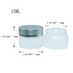 Empty Frosted Clear Glass jar with Inner Liners and Lids and Mini Spoon, 0.53oz Round Glass Jars-Black Lids for Cream jars, Cosmetics, Diy, Make up, Homemade Sample-10PCS