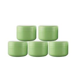 NANSHINE 5PCS Round Cosmetic Pot Jars with Screw Cap Lids Face Creams Bottle Sample Lotion Glitter Storage Container for Scrubs, Oils, Toner, Salves, Creams 50ml Green