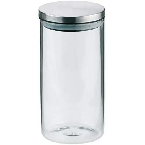Kela "Baker Storage Jars Set, Glass/Stainless Steel, Transparent/Silver, 1.2 Litre Kela "Baker Storage Jars Set, Glass/Stainless Steel, Transparent/Silver, 1.2 Litre