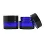 2PCS 30ml/1oz Leere, Nachfüllbare Blaue Glascreme-Behälter mit Liner und Schwarzer Schraubdeckel – Tragbarer Reise- und Aufbewahrungsbehälter für Creme, Lippenbalsam, Lidschatten