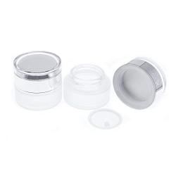 AKOAK 2 Pcs Refillable Frosted Glass Cosmetic Cream Jar Bottle Container,High-end Separate Bottles for Cosmetics with Silver Shiny Lid,Capacity 30g/1oz