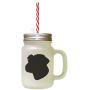 Black Sporting Lucas Terrier Silhouette Frosted Glass Mason Jar With Straw