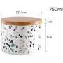 Food Storage Jar, Ceramic Kitchen Canisters with Airtight Seal Bamboo Lid, Food Storage Canister for Tea, Coffee Bean, Spice, Sugar, Flour 750ml/ 1350ml/ 1650ml (1：125x100mm)