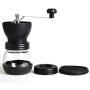 SHOW Manual Coffee Grinder,Portable Coffee Mill with Adjustable Ceramic Burrs,Silicone Non-Slip Mat,Silicone Dust-Proof Cover,Glass Storage Jars Optional,Combination1