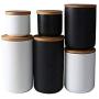 TNKML Ceramic Seasoning Jar With Sealed Wooden Lid Ceramic Food Storage Tank, Food Storage Tank Spice Container For Coffee Sugar Tea Spices Etc Black 800Ml