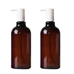 2PCS 500ML /17 oz Empty BPA Free Plastic Pump Bottles Container Dispenser Jars Pot For Bath Shower Liquid Body Wash Bathroom Lotion Soap Cream Cleaner Toiletries Liquid(Brown)