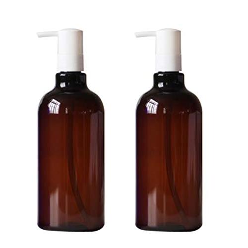 2PCS 500ML /17 oz Empty BPA Free Plastic Pump Bottles Container Dispenser Jars Pot For Bath Shower Liquid Body Wash Bathroom Lotion Soap Cream Cleaner Toiletries Liquid(Brown)