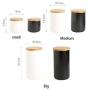 HOUSIYU Food Storage Tanks, Ceramic Classic Biscuit Jars and Wooden Airtight Lids for Coffee, Nuts, Tea, Etc, White,7.5x8cm