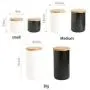HOUSIYU Food Storage Tanks, Ceramic Classic Biscuit Jars and Wooden Airtight Lids for Coffee, Nuts, Tea, Etc, Black,7.5x8cm