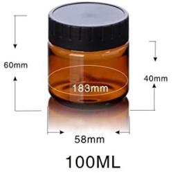 6PCS Plastic Amber Makeup Round Jars Pot with White Inner Liners and Black Lids Cosmetic Packing Vial Bottles Storage Holder Containers for Cream Lotion Facial Pack DIY Beauty Tool (100G/3.4oz)