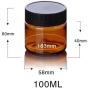 6PCS Plastic Amber Makeup Round Jars Pot with White Inner Liners and Black Lids Cosmetic Packing Vial Bottles Storage Holder Containers for Cream Lotion Facial Pack DIY Beauty Tool (100G/3.4oz)