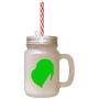 Green Braque Du Bourbonnais Silhouette Frosted Glass Mason Jar With Straw