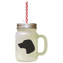 Black Porcelaine Silhouette Frosted Glass Mason Jar With Straw