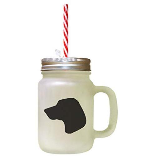 Black Porcelaine Silhouette Frosted Glass Mason Jar With Straw