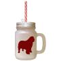 Maroon Clumber Spaniel Silhouette Frosted Glass Mason Jar With Straw