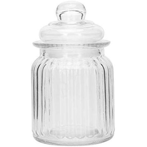 Clear Glass Candy Jar Set - 4 Pcs Small Cookie Container with Lid Tea Storage Canisters (350 ML/12 OZ)
