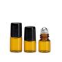 25Pcs Essential Oil Roller Bottles Mini 1ml/2ml/3ml Amber Glass Metal Ball Empty Roll On Glass Bottle Perfume Sample Vials Jar For Aromatherapy Lip Balm Cream Liquid With Black Cap (2ml)