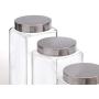 HOUSIYU Candy Jar Storage Glass Square Sealed Cans with Stainless Steel Screw Cap Food Storage Container, Suitable for Home Kitchen Bathroom Accessories, 22CMx11CM