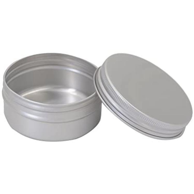 CTKcom 2-Ounce Metal Tins Screw Top Flat Aluminum Silver Slide Round Tin  Containers For Lip Balm,Crafts,Cosmetic,Candles,Travel Storage Kit (Pack of