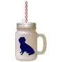 Navy Alpine Dachsbracke Silhouette Frosted Glass Mason Jar With Straw Navy Alpine Dachsbracke Silhouette Frosted Glass Mason Jar With Straw