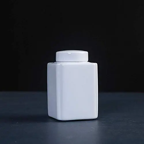 Geschlossene Lebensmittelbehälter für Küche, Keramik-Dose, Mini-Porzellanbehälter, Grün-Glasierter Weißer Porzellanbehälter, Breite 6,5 cm, Höhe 10,5 cm (Farbe: Weißer Porzellan)