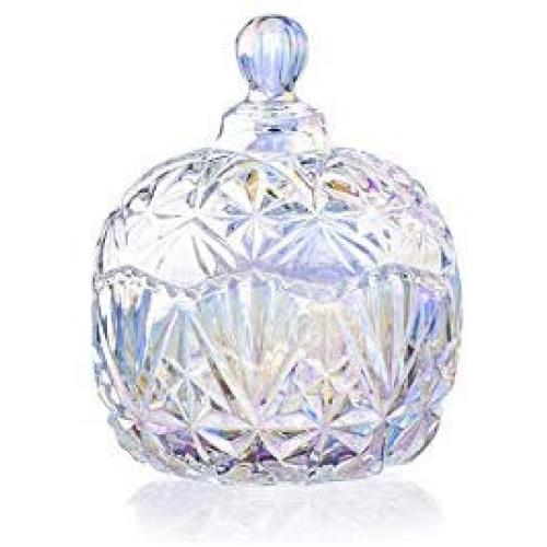 Glas-Biskuitbehälter, farbige Marmeladenbehälter, kandierte Früchte, Trockenfrüchte, Süßigkeitenbehälter, dekorativ, Hochzeit, Süßigkeiten, Selbstbedienungsbehälter, Lebensmittelbehälter, Kleine Krone, 14x10,5x6cm