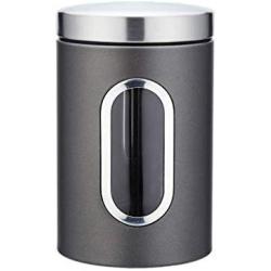 Food Storage Containers Stainless Steel Kitchen Airtight Canister Jars with Lids and Clear Windows,Pantry Organization and Storage for Tea Snacks Sugar,Black 53oz