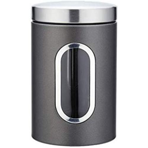 Food Storage Containers Stainless Steel Kitchen Airtight Canister Jars with Lids and Clear Windows,Pantry Organization and Storage for Tea Snacks Sugar,Black 53oz