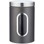 Food Storage Containers Stainless Steel Kitchen Airtight Canister Jars with Lids and Clear Windows,Pantry Organization and Storage for Tea Snacks Sugar,Black 53oz
