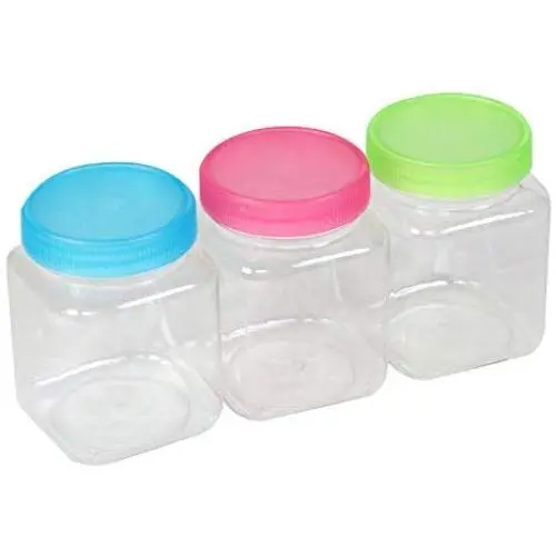Plastic Jars Unique Yet Complimentary Lid Colors 3pk