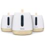 TOWER T826031W Kitchen Storage Canisters, Scandi Range, Robust ABS Body, Anti Slip Base, Matte with Wood Effect Accents, White, 3-Piece