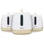 TOWER T826031W Kitchen Storage Canisters, Scandi Range, Robust ABS Body, Anti Slip Base, Matte with Wood Effect Accents, White, 3-Piece