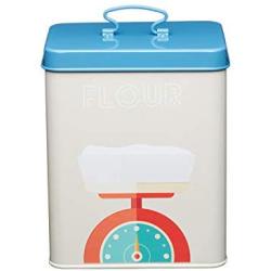 Kitchen Craft Art Deco-Style Carbon Steel Airtight Flour Storage Container, 16 x 11.5 x 20 cm (6.5" x 4.5" x 8") - Multi-Colour