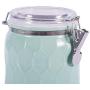 Premium 3-Piece Modern Honeycomb Half Matte Glaze Ceramic Kitchen Canister Jar with Airtight Clamp Lid for Food Storage Serve Coffee Sugar Tea Spices and More Blue Storage