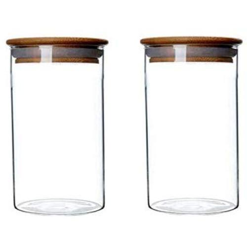 XINGZI Pack of 2 350ML/11.7oz Durable Glass Food Storage Canister Jar with Airtight Seal Cork Lid for Tea Coffee Spice Dry Fruit Nuts Candy Seasoning and Other Small Items