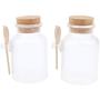 LoveinDIY 2x Empty Plastics Bottles With Corks Jars And Wood Spoon Bath Salt Bottles - 200g/7oz