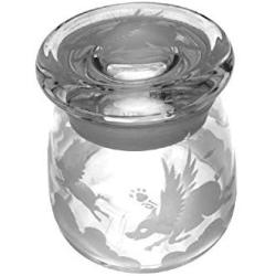 IncisoArt Hand Etched Vibe Storage Jar Sandblasted (Sand Carved) Glass Handmade USA Custom (Pigs Flying Over Clouds, 4.5 Ounce (133ml))