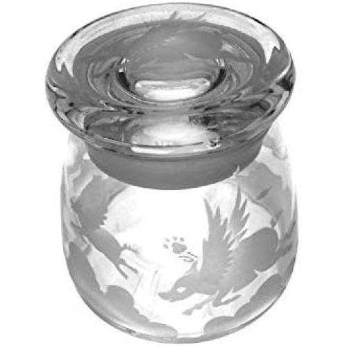 IncisoArt Hand Etched Vibe Storage Jar Sandblasted (Sand Carved) Glass Handmade USA Custom (Pigs Flying Over Clouds, 4.5 Ounce (133ml))