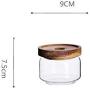 Transparent Glass Storage Jar With Wooden Cover Sealed Jar Kitchen Food Multigrain Coffee Bean Tea Storage Tank,B 500Ml